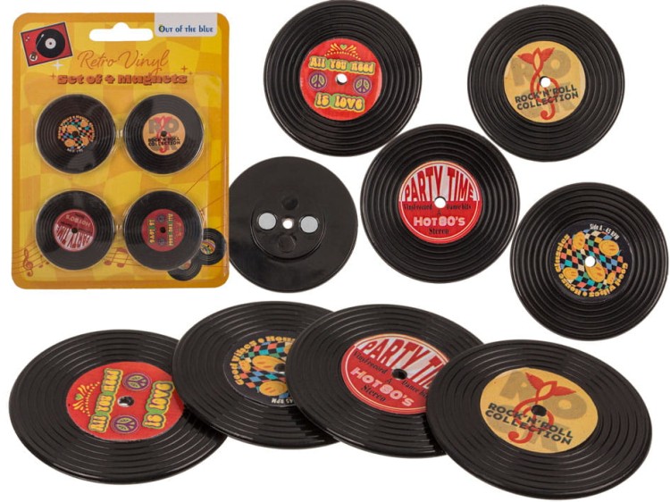 Magnesy na Lodówkę Retro Winyle Płyty Winylowe muzyka melomana Zestaw 4szt .jpg