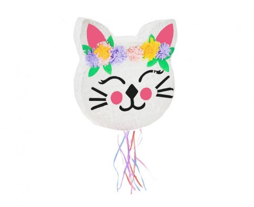 Piniata Kotek z Kwiatami rozm. 33 x 35 x 7.5 cm na Urodziny Imprezę Prezent