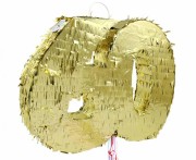 Piniata cyfra 60 metaliczna złota foliowa 50x40.5x8 cm na Urodziny Imprezę Prezent