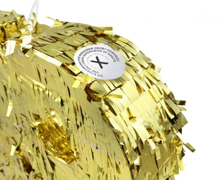 Piniata cyfra 18 metaliczna złota foliowa 50x40.5x8 cm