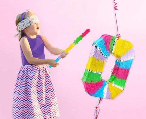 Piniata cyfra 0 pastelowa 50x35x7.5 cm na Urodziny Imprezę Prezent