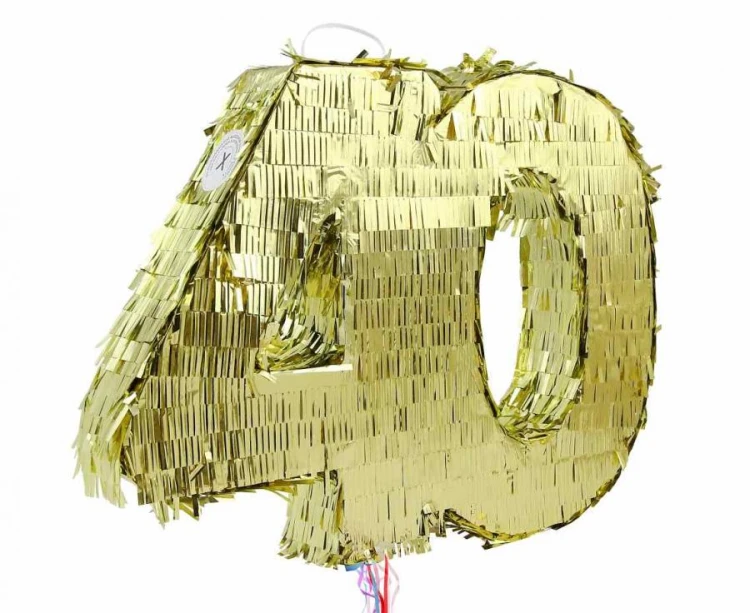 Piniata cyfra 40 metaliczna złota foliowa 50x40.5x8 cm na Urodziny Imprezę Prezent