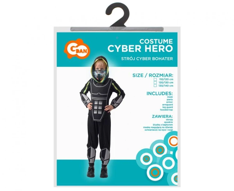 Strój dla dzieci Przebranie Cyber Bohater Świecąca Maska zestaw 110/120 cm