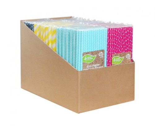 Rurki Słomki papierowe mix wzorów 6x197mm Karton 1400 szt.