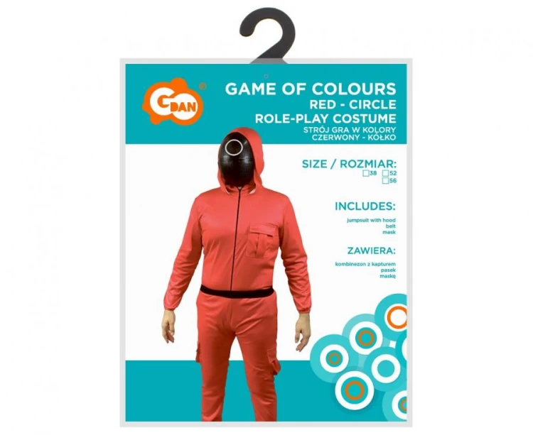 Strój Przebranie Gra w Kolory Czerwony Kółko rozm. 56