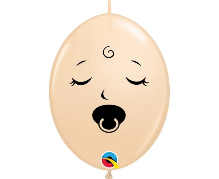 Balony QLink 6" Buźka ze smoczkiem cielisty Zestaw 50 szt.