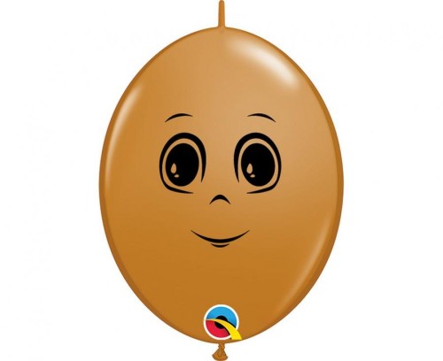 Balon QL 6" z nadrukiem twarz męska Oczy Buźka pastel j. brązowy 50 szt.