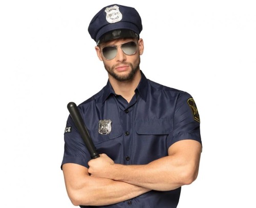 Zestaw dla dorosłych Police Przebranie czapka okulary odznaka pałka 33 cm