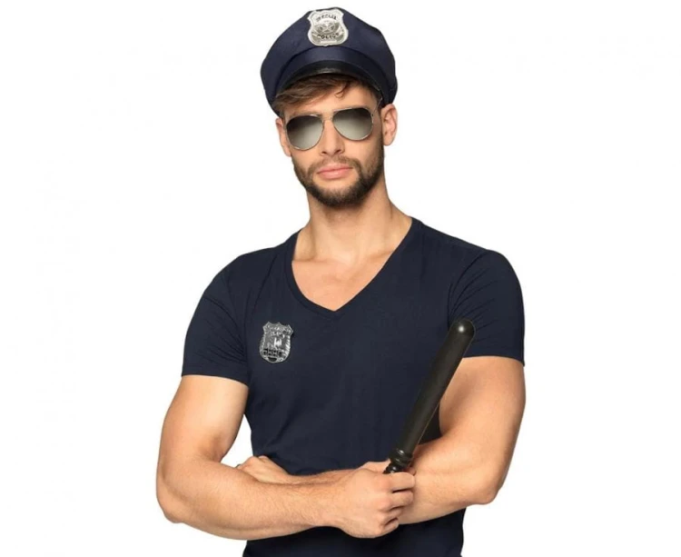 Zestaw dla dorosłych Police Przebranie czapka okulary odznaka pałka 33 cm