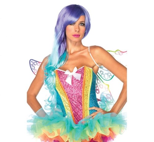 Tęczowy gorset z fiszbinami rozmiar M Przebranie Strój na Imprezę