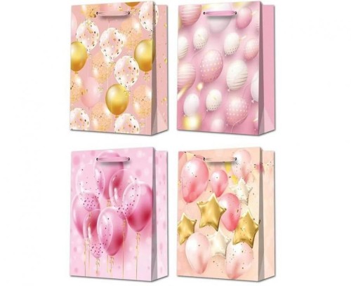 Torebka prezentowa urodzinowa Baloniki 40x31x12 cm zestaw 12 sztuk