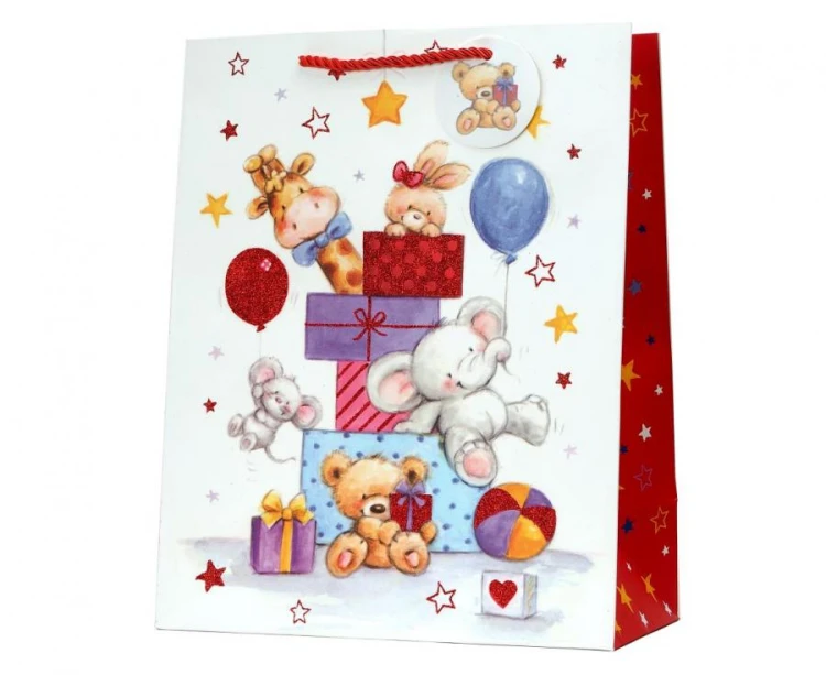 Torebka prezentowa brokat XL 33x45,7x10,2 cm zestaw mix 12 sztuk