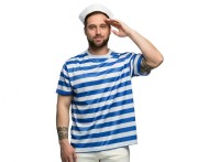 Zestaw dla dorosłych Marynarz Kostium Przebranie Marynarza koszulka czapka rozm M/L