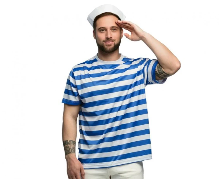 Zestaw dla dorosłych Marynarz Kostium Przebranie Marynarza koszulka czapka rozm M/L