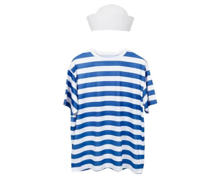 Zestaw dla dorosłych Marynarz Kostium Przebranie Marynarza koszulka czapka rozm M/L