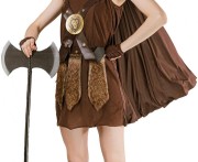 Przebranie Kobieta Wiking Kostium Strój sukienka z peleryną osłona na dłonie ochraniacze na nogi rozm S