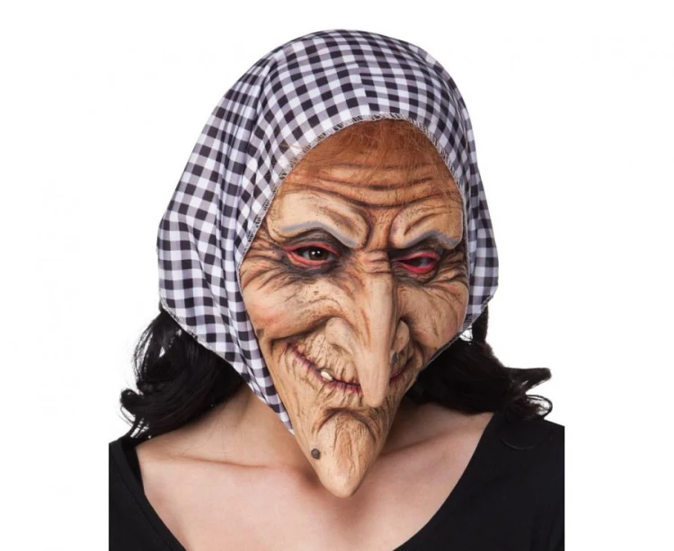 Maska lateksowa Wiedźma, z chustą