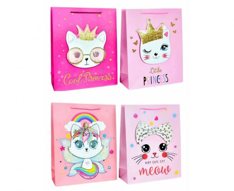 Torebka prezentowa Kotek w okularach 42x30x20 cm 12 szt szerokie dno