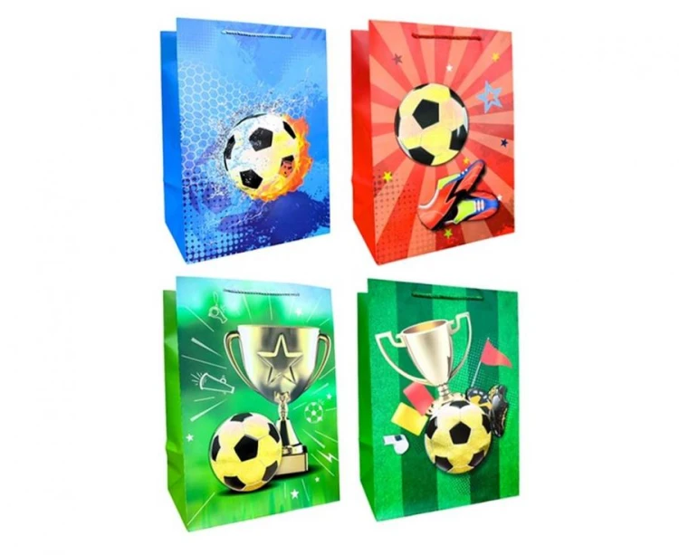 Torebka prezentowa Piłka piłkarska football 42x30x20 cm zestaw 12 szt szerokie dno