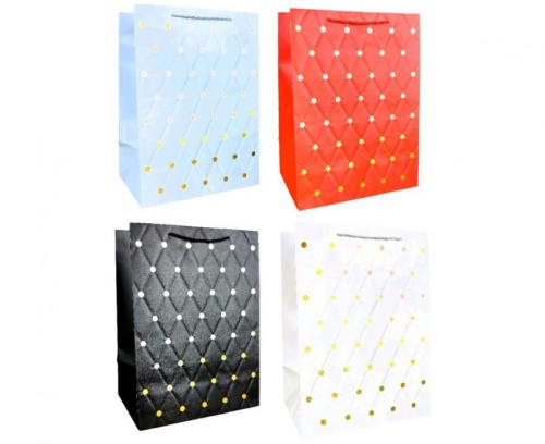 Torebka prezentowa elegancka Pikowana 42x30x20 cm zestaw mix kolor 12 szt szerokie dno