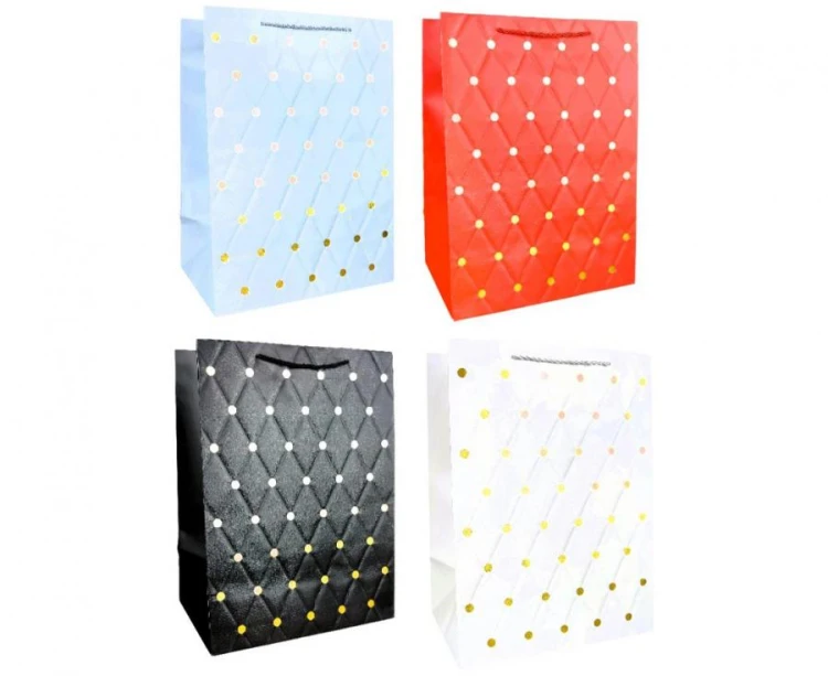Torebka prezentowa elegancka Pikowana 42x30x20 cm zestaw mix kolor 12 szt szerokie dno