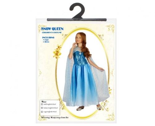 Zestaw Błękitna Piękność Przebranie Strój Kostium sukienka peleryna rozm 130/140 cm