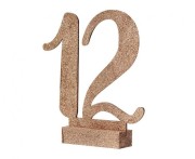 Numery na stoliki brokatowe Botanics drewniane różowo-złote 12x15 cm cyfry 1-12