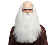 Peruka Stary Mędrzec Pustelnik Mnich Strój Przebranie Siwe włosy z brodą Wise man