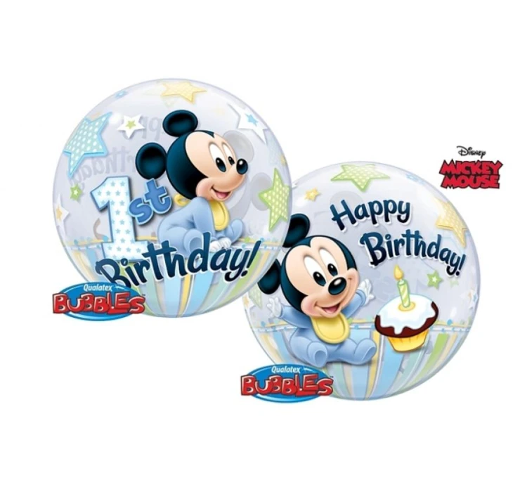Balon foliowy cyfra 1 na roczek chłopca Myszka Miki Mickey Mouse 1 Urodziny 22" Bubble