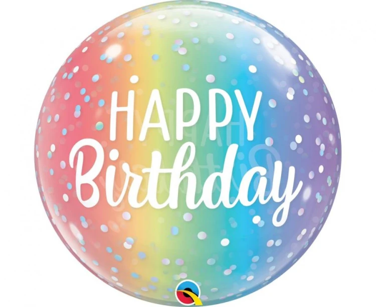 Balon foliowy na urodziny Happy Birthday tęczowy 22" QL Bubble