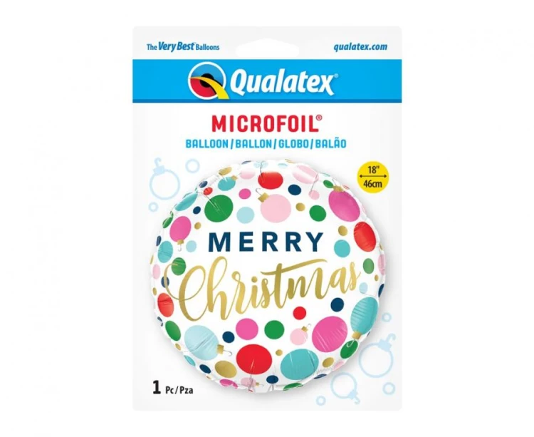 Balon foliowy Merry Christmas Świąteczny kolorowe kropki 18"