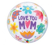 Balon foliowy Kocham Cię Mamo serca kwiatki Love You Mom 22" QL Bubble