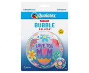Balon foliowy Kocham Cię Mamo serca kwiatki Love You Mom 22" QL Bubble