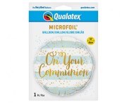 Balon foliowy On Your Communion niebieskie paski 18"