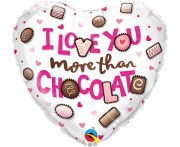 Balon foliowy Serce Serduszko I Love You More Than Chocolate 18"