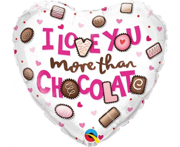 Balon foliowy Serce Serduszko I Love You More Than Chocolate 18"