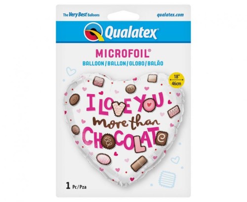 Balon foliowy Serce Serduszko I Love You More Than Chocolate 18"