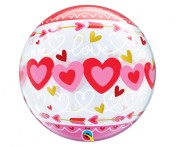 Balon foliowy Serca Serduszka Love Connected Hearts 22" QL Bubble
