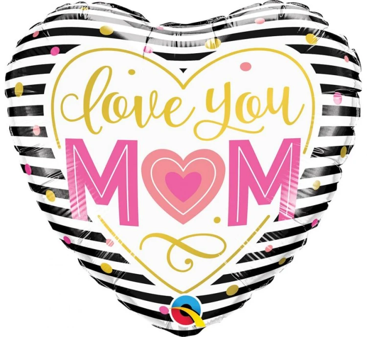 Balon foliowy Serce Serduszko Kocham Cię Mamo LOVE YOU Mom 18"