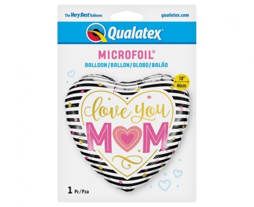 Balon foliowy Serce Serduszko Kocham Cię Mamo LOVE YOU Mom 18"