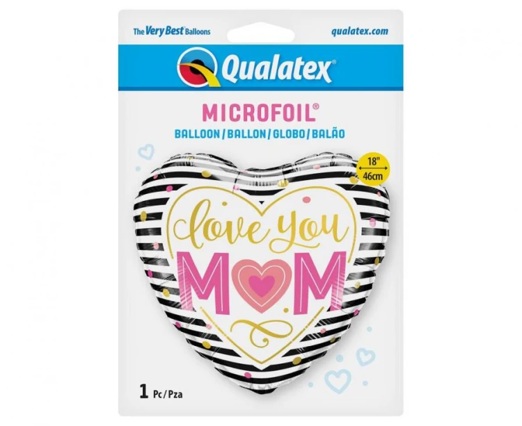 Balon foliowy Serce Serduszko Kocham Cię Mamo LOVE YOU Mom 18"