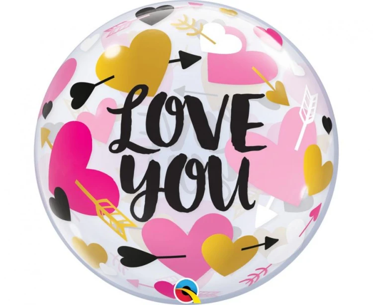 Balon foliowy Serca Serduszka Love You 22" QL Bubble