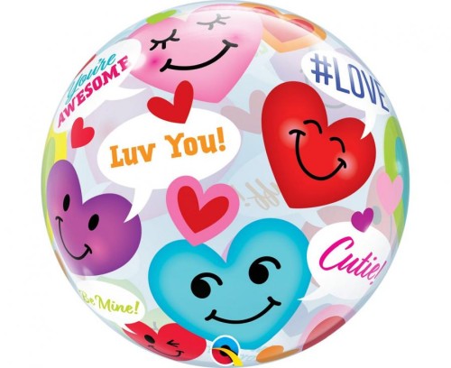 Balon foliowy Serca Serduszka Conversation Smiley Hearts 22" QL Bubble