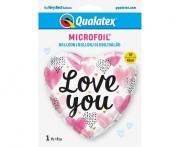Balon foliowy Serce Serduszko Love You Pink Watercolor Hearts 18"