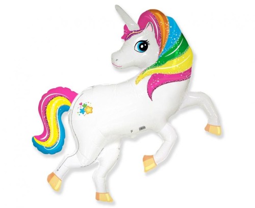 Balon foliowy tęczowy Jednorożec tęczowa grzywa pakowany 24"