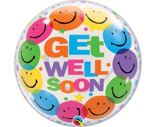 Balon foliowy Uśmiech Buźka Get Well Soon Smile Faces 22" QL Bubble