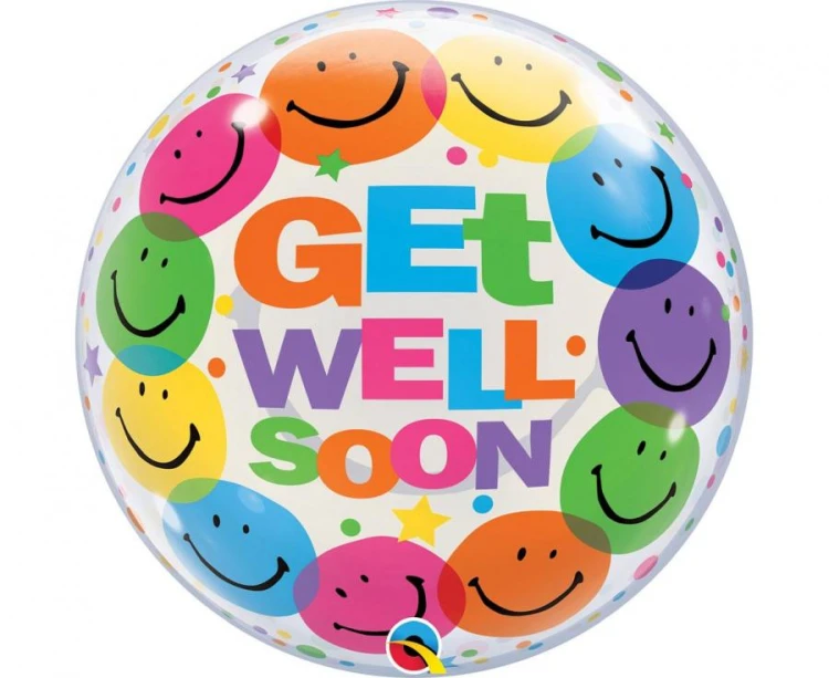 Balon foliowy Uśmiech Buźka Get Well Soon Smile Faces 22" QL Bubble