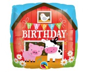 Balon foliowy urodzinowy farma na urodziny Happy Birthday Barn 18"