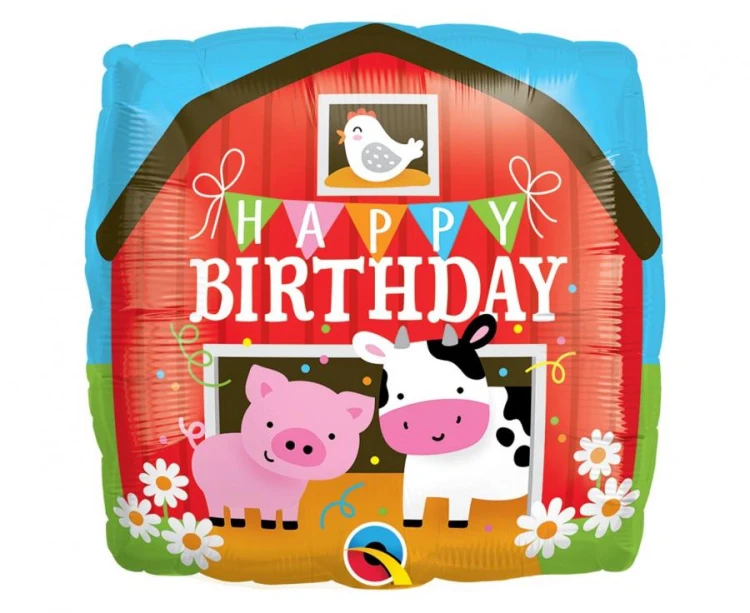 Balon foliowy urodzinowy farma na urodziny Happy Birthday Barn 18"