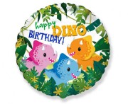 Balon foliowy urodzinowy z dinozaurami na urodziny dinozaury Happy Birthday Dino 18"